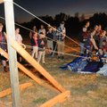 Amanda Vaillancout, 13, from right, Laura Chaney, 13, and Sarah Biondolillo, 13, students from Provi...