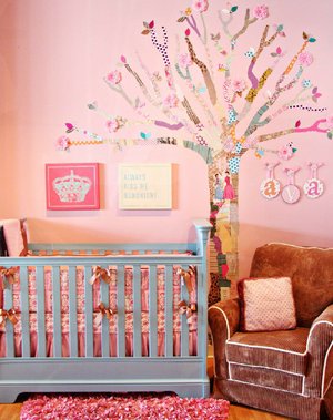 This do-it-yourself decoupage tree was designed for a baby nursery by ProjectNursery.com.
