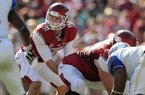 NWA MEDIA/SAMANTHA BAKER -- Tyler Wilson takes a snap in the fourth quarter of a 19-15 win over Tulsa on Saturday, Nov. 3, 2012 at Donald W. Reynolds Razorback Stadium. 