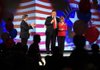State Rep. Allen Kerr (center) and his wife address a crowd of Republican supporters at an election watch party Tuesday at Embassy Suites in Little Rock.