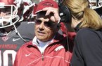 Arkansas Coach John L. Smith said offensive tackle Jason Peacock was “kind of in the doghouse” for last week’s 19-15 victory over Tulsa and that the senior would be available Saturday. 