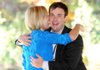Sara Beck and Will Carter of tech startup company Btiques congratulate each other Thursday after winning $150,000 in investment funding during the ARK Challenge’s Demo Day at Crystal Bridges Museum of American Art in Bentonville. 