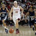 NWA Media/DAVID GOTTSCHALK -- Arkansas' Calli Berna brings the ball down court in front of Jackson S...