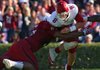 Arkansas Democrat-Gazette/STEPHEN B. THORNTON -- South Carolina's Aldrick Fordham sacks Arkansas QB Tyler Wilson in the second quarter during their game Saturday afternoon in South Carolina. 