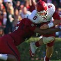 Arkansas Democrat-Gazette/STEPHEN B. THORNTON -- South Carolina's Aldrick Fordham sacks Arkansas QB ...