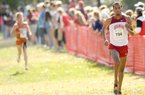 NWA Media/ANDY SHUPE -- Arkansas junior Solomon Haile (194) nears the finish Friday, Nov. 9, 2012, during the NCAA South Central Regional meet at the UA's Agri Park in Fayetteville.