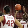 Junior Keira Peak (shown in an earlier game) had 24 points and 10 rebounds to lead the Arkansas wome...