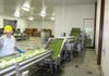 A worker processes edamame, a choice type of soybean, at the recently opened American Vegetable Soybean and Edamame Inc. plant in Mulberry. 