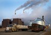Trucks idle outside the Great River Energy Blue Flint Ethanol plant in Underwood, N.D., in February. The Environmental Protection Agency on Friday denied requests to waive production requirements for corn-based ethanol. 