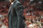 NWA Media/ANDY SHUPE
Arkansas coach Mike Anderson directs his team against Longwood Sunday, Nov. 18, 2012, during the first half of play in Bud Walton Arena.