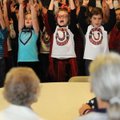Kinley Todd, from left, Whitney Webb, and Caleb Cannon, along with other Cooper Elementary School fi...