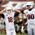 NWA Media/JASON IVESTER -- Arkansas kicker Zach Hocker (left) and defensive end Colton Miles-Nash lo...