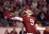 Matt Jones throws a 31-yard touchdown pass to Decori Birmingham with 9 seconds remaining in Arkansas' 21-20 win over LSU in 2002. 