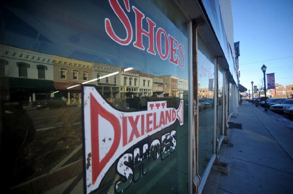 
                               
                                  Photo by Michael Woods&mdash;
                               
                           
                           The old Dixieland shoe store on the corner of Walnut and 1st street in Rogers Wednesday morning.  John Mack, owner of JKJ Architects, recently purchase the former Dixieland Shoe store on the corner of First and Walnut street. He is restoring the building which includes the Opera House on the second floor, once a grand theater.