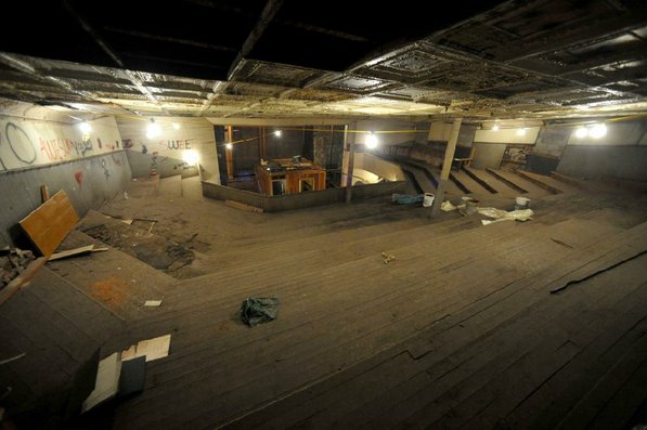 
                               
                                  Photo by Michael Woods&mdash;
                               
                           
                           The balcony of the old opera house in the old Dixieland shoe store on the corner of Walnut and 1st street in Rogers Wednesday morning.  John Mack, owner of JKJ Architects, recently purchase the former Dixieland Shoe store. He is restoring the building which includes the Opera House on the second floor, once a grand theater.