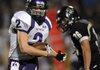 STAFF PHOTO MARC F. HENNING -- Fayetteville wide receiver Nathan Varady turns up field after a catch during the Bulldogs' game Friday, Sept. 24, 2010, against the Tigers at Tiger Stadium in Bentonville.