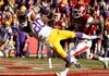 NWA Media/JASON IVESTER -- LSU wide receiver Jarvis Landry makes a catch for a touchdown in front of Arkansas linebacker Otha Peters during the second quarter on Friday, Nov. 23, 2012, at Donald W. Reynolds Razorback Stadium in Fayetteville.
