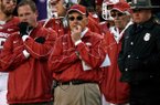 NWA Media/JASON IVESTER -- Arkansas head coach John L. Smith watches from the sideline during the fourth quarter against LSU on Friday, Nov. 23, 2012, at Donald W. Reynolds Razorback Stadium in Fayetteville.