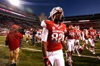 Arkansas wide receiver Mekale McKay leaves the field after the Razorbacks lost to No. 7 LSU 20-13 on Nov. 23 at Reynolds Razorback Stadium in Fayetteville. 