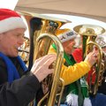 Adam Cowart, left, and Gary Gale, both of Bella Vista, play in the concert. 