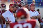 Arkansas offensive coordinator Paul Petrino (right) likely won't return in 2013. 