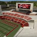 An artist's rendering shows an aerial view of the north end zone at Donald W. Reynolds Razorback Sta...