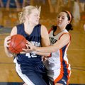 Sammy Richards, left, a Greenwood senior, secures a rebound away from Rogers Heritage junior Gina Br...