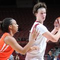 NWA MEDIA/SAMANTHA BAKER -- Arkansas' Sarah Watkins right, moves around the outside of Keitra Wallac...