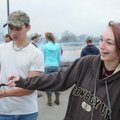 David Williams, left, and Cassi Skinner, both Heritage High School students, sample the finished pro...