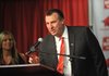 NWA Media/MICHAEL WOODS --12/05/2012-- Bret Bielema, the new University of Arkansas head football coach, speaks to the media during a press conference Wednesday afternoon. 
