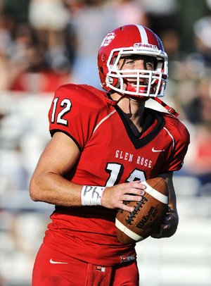 Glen Rose quarterback Colin Hunter during warm-ups before playing against Malvern.

