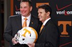 Butch Jones (left) is introduced as Tennessee's new head football coach on Friday in Knoxville, Tenn. 