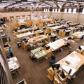 Students at the University of Arkansas Fay Jones School of Architecture prepare Monday for the end o...
