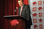 NWA Media/MICHAEL WOODS  --12/05/2012--  Bret Bielema, the new University of Arkansas head football coach speaks to the media during a press conference Wednesday afternoon at the University of Arkansas after the announcement of his hire.