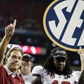 Alabama head coach Nick Saban and running back Eddie Lacy after their 32-28 win in the Southeastern ...
