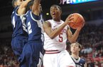 NWA Media/ANDY SHUPE -- Arkansas freshman guard Anthlon Bell (5) against Longwood on Sunday, Nov. 18, 2012, during the first half of play in Bud Walton Arena.