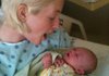 Leslie Harris cradles her newborn son, Ayden, in an oncology ward, where she was undergoing chemotherapy in September 2011. 