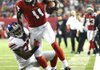 Atlanta Falcons wide receiver Julio Jones (11) caught two touchdown passes from quarterback Matt Ryan on Sunday in a 34-0 victory over the New York Giants in Atlanta. 
