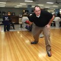 Staff Sgt. Olin Rankin with the Benton County Sheriff’s Office bowls Wednesday at the Rogers Bowling...
