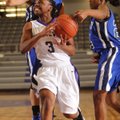 Jaylah Prude, above, Fayetteville guard, has the ball stripped from behind by Conway sophomore guard...