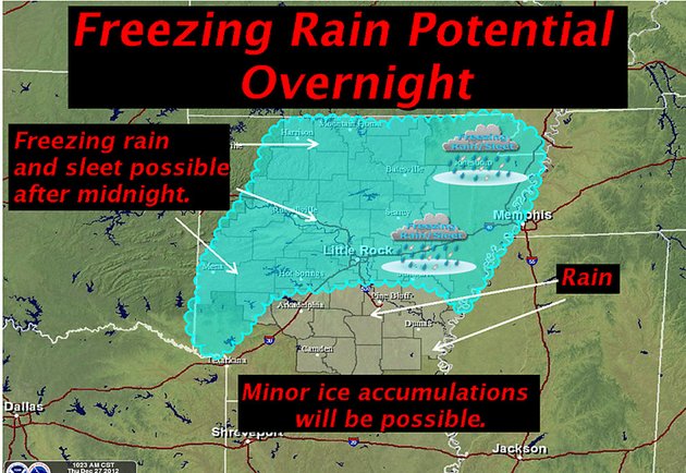 the-national-weather-service-in-little-rock-said-thursday-dec-27-2012-that-freezing-rain-and-sleet-was-possible-past-midnight-for-a-large-swath-of-the-state