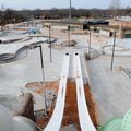 Progress on the Rogers aquatic center is seen Thursday from the top of its tallest water slide. 