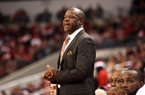 12/22/12
Arkansas Democrat-Gazette/STEPHEN B. THORNTON
Arkansas' coach Mike Anderson during their game in the second half against Alabama A&M's Saturday night at Verizon Arena in North Little Rock.
