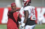 Taver Johnson, who coached Arkansas' linebackers in 2012, will coach cornerbacks next season.