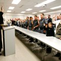 Circuit Judge Doug Schrantz swears in deputies at the Benton County Sheriff’s Office on Tuesday in B...