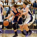 Sydney Crockett of Fayetteville tries to knock the ball away from Rogers Heritage guard Brittany War...