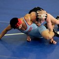 Fayetteville’s Bennett Bowen tries to gain the advantage over Fort Smith Southside’s Dan Mai on Frid...