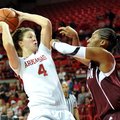 NWA Media/MICHAEL WOODS --01/06/2013-- Arkansas forward Sarah Watkins tries to get past Texas A&M de...