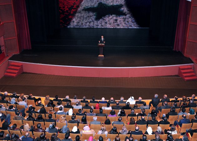 in-this-photo-released-by-the-syrian-official-news-agency-sana-syrian-president-bashar-assad-speaks-at-the-opera-house-in-central-damascus-syria-sunday-jan-6-2013-syrian-president-bashar-assad-on-sunday-outlined-a-new-peace-initiative-that-includes-a-national-reconciliation-conference-and-a-new-government-and-constitution-but-demanded-regional-and-western-countries-stop-funding-and-arming-rebels-first