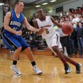 
Tereke Eckwood, right, of Springdale High tries to get past Rogers High’s Brett Gent on Jan. 4 in ...
